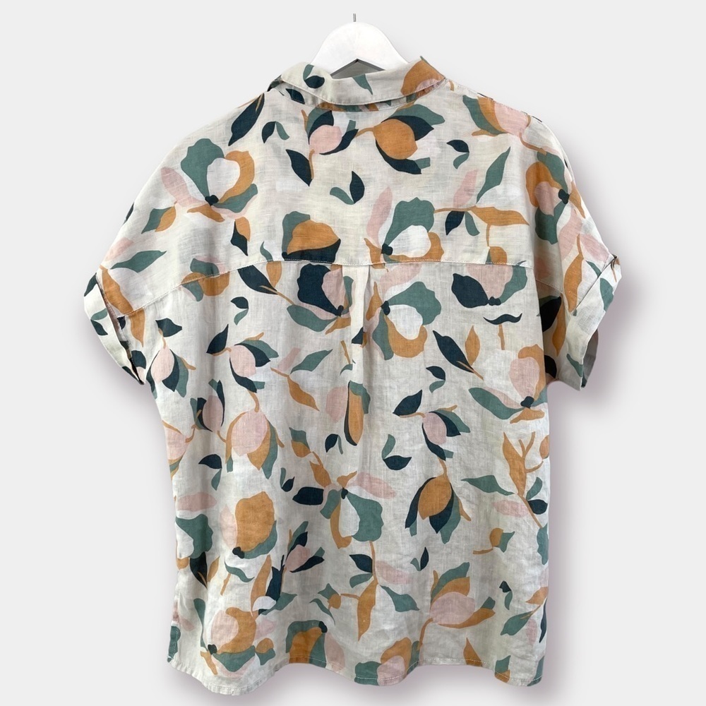 Rachel Zoe 100% Linen Floral Button Down Top Blouse Size Small - Picture 2 of 4